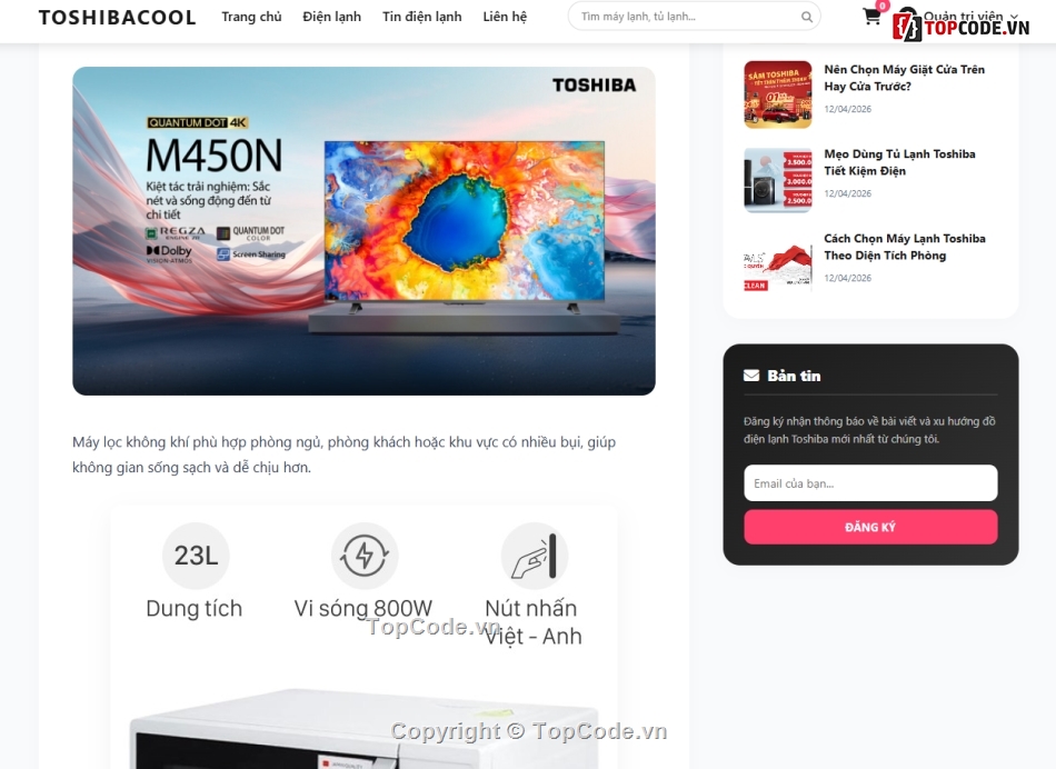điện lạnh,toshiba,web điện lạnh
